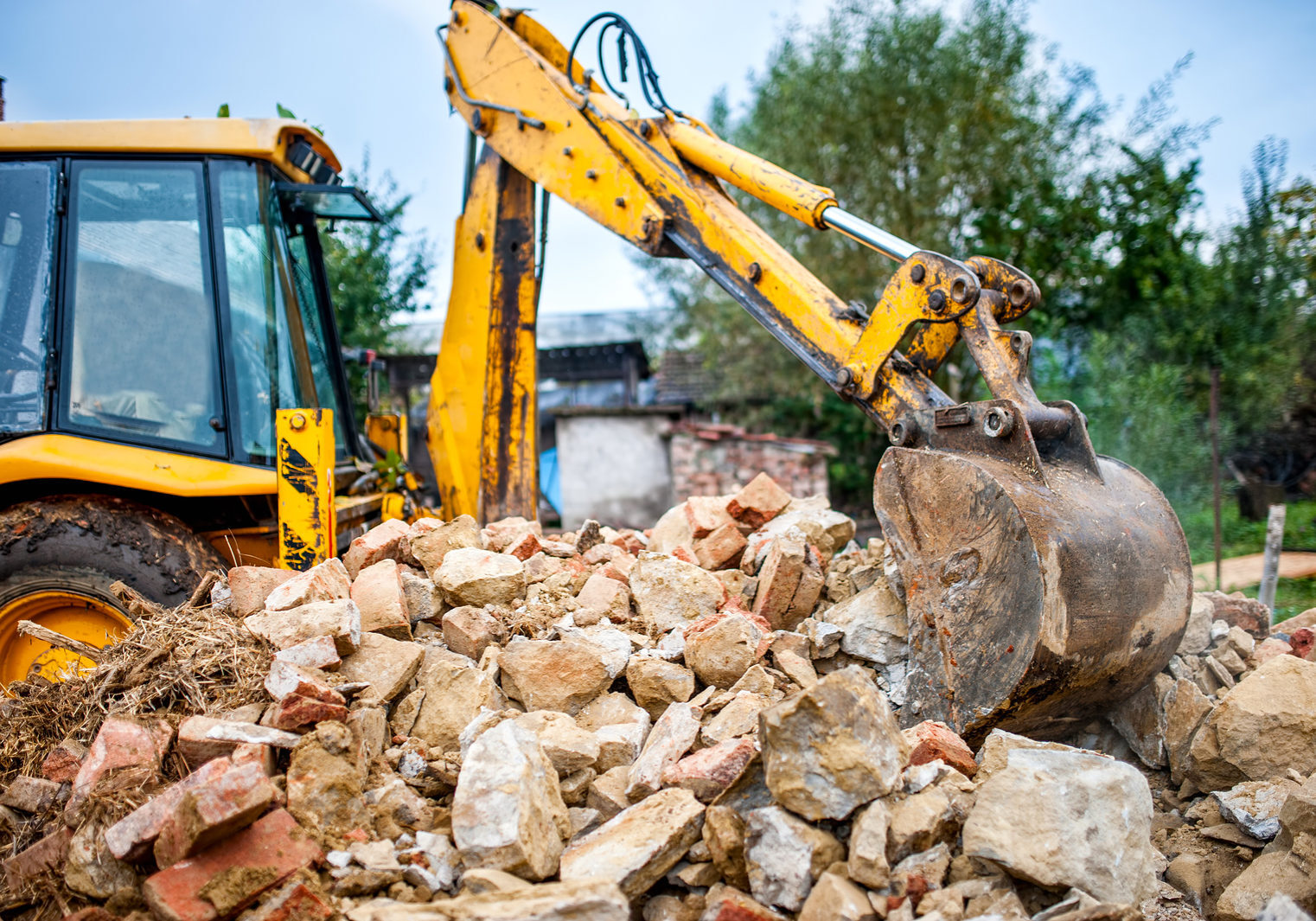 Industrial Hydraulic Excavator On Construction And Demolition Si Demolition Excavation